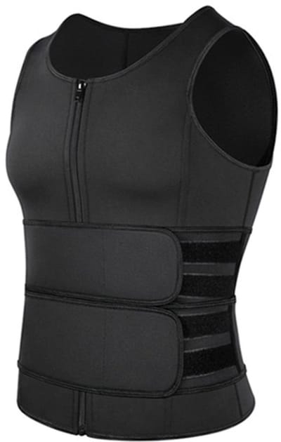 Allecto - Lichaamsvormend Saunavest - Ademend Gymfitnessvest - Zwart L - Vetverbranding - Correcte lichaamshouding - Geschikt voor heren