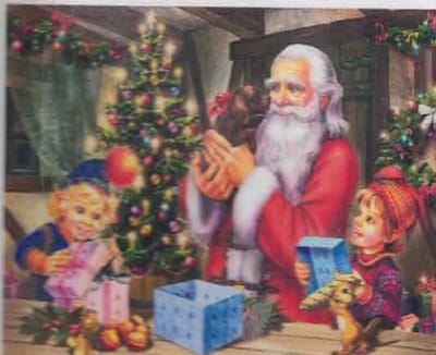 Kerst - kerstman - Famillietafereel- Diamond Painting - 50 x 65 - Ronde steentjes