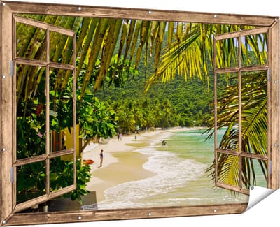 Gards Tuinposter Doorkijk Laguna - 180x120 cm - Tuindoek - Tuindecoratie - Wanddecoratie buiten - Tuinschilderij