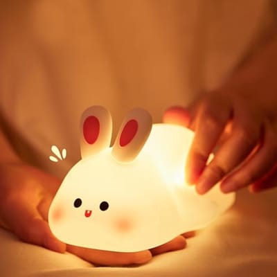 Konijn Kindernachtlampje – Siliconen Nachtlampje Met Aanraaksensor – Warm Licht – 30 Minuten Timer – USB-Oplaadbaar – Zacht, Veilig En BPA-Vrij – Ideaal Voor Baby- En Kinderslaapkamers