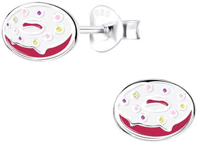 Joy|S - Zilveren donut oorbellen - 8 x 6 mm