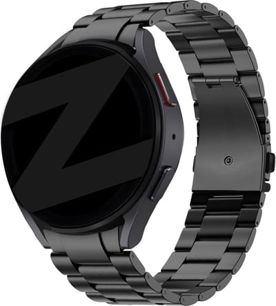 Bandz titanium schakel band geschikt voor Galaxy Watch 7 (40 & 44mm) / Watch 6 (Classic) / 5 40mm & 44mm / 5 Pro / 4 & Watch 4 Classic / Watch FE - titanium materiaal - incl. toolkit - zwart titanium bandje