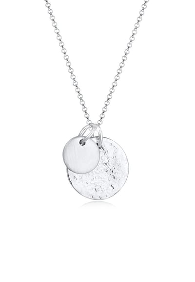 Elli - Halsketting - Dames Plaatje Munten Geo Organische Look in 925 Sterling Zilver - Dames