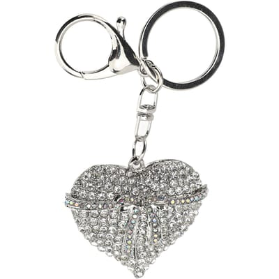 Strass Hartvormige Sleutelhanger Zinklegering Schattige Bling Portemonnee Decoratie Sleutelhanger voor Handtas Kleur gray