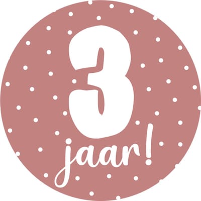 20 Stickers 3 Jaar Roze - verjaardag - peuter - traktatie - kinderdagverblijf - gastouder - jarig - kind