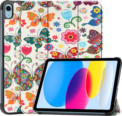 Hoesje - Geschikt voor Apple iPad A16/A18 (2022/2025/2026) - 10.9 & 11 inch (10e, 11e & 12e generatie) - Dun & Stevig - Hardcover Book Case - Trifold Bookcase Hoes - Hard Cover - Tablethoes - Vlinders