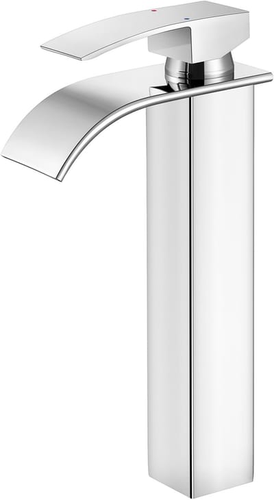 Auralum Max Wastafelkraan - Hoge Uitloop Badkamerkraan - Watervalkraan - Badkamer Kraan - Wastafelmengkraan - Waterbesparend - voor Badkamer - Chroom