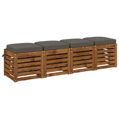 vidaXL - 4-delige - zitkussens - SOEST - 4 - pcs - 100% - Polyester - Grijs
