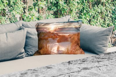 Buitenkussens - Tuin - Duin - Planten - Zonsondergang - Strand - Zee - 50x30 cm