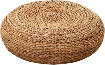 Ronde poef - Zitkruk voetenbank - Interieur decoratie - Handgebreid design - 40 cm - Natuurlijk