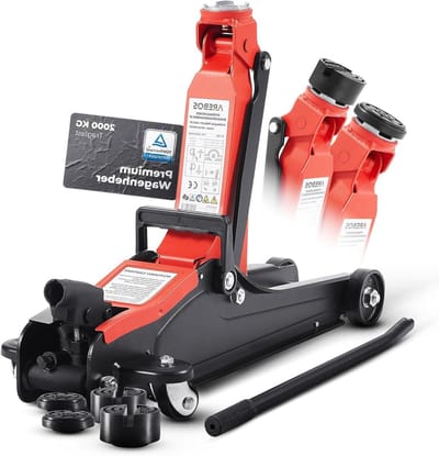 Hydraulische Krik - Auto Hefplatform - Voertuig Onderhoud - Lage Doorrijhoogte - 85-385 mm - Rood