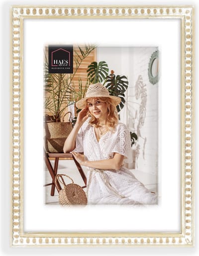 HAES DECO - Houten Fotolijst Tignes Bruin / Wit met Passe-Partout voor foto 13x18 / 18x24 - UT7218HS