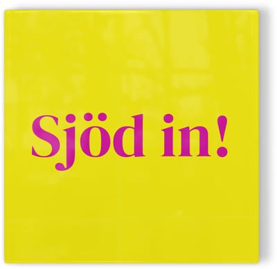 Tegeltje Maastricht Sjöd in! - geel roze - tegeltje stad - tegeltje met tekst