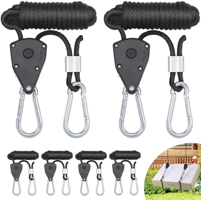 SPHProducts - Ratelhangers - Verstelbare touwratel - 6 stuks - 1/8 inch - Robuust en duurzaam - Perfect voor planten en tenten - 65 kg draagkracht