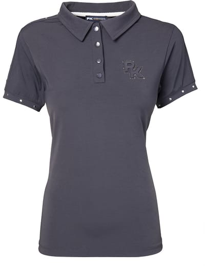 PK International -Polo - korte mouw - knoopjes - ademend - sneldrogend - zonbescherming - Rocky - Donkerblauw/grijs - Charcoal - XS/34