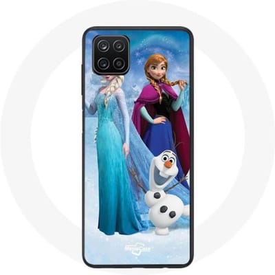 Coque maniacase pour Samsung Galaxy A12 La Reine Des Neiges Elsa Anna Olaf zwart