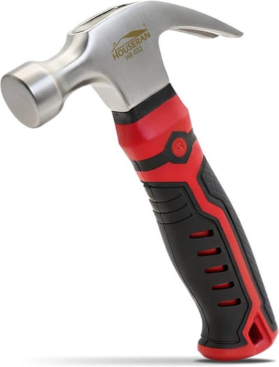 Kleine Klauwhamer - Mini Hamer - Klusjes Thuis - Rubberen Handvat - 12 Ounces - Rood