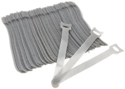Allecto - Grey Hook and Loop Cable Ties - Herbruikbare kabelbinders - 100 stuks - 12 x 160 mm - Nylon - Perfect voor organisatie - Grijs