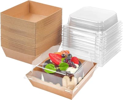 50 Stuks Cake Slice Dozen met Duidelijke Deksel, 4.7 inch Vette Bestendige Papieren Verpakking voor Taarten, Gebak en Snacks