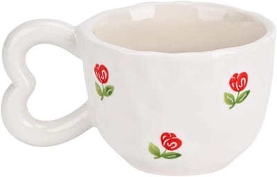Creatieve Keramische Koffiemok met Hartvormige Handvat, Geschikt voor Kantoor en Thuis, Vaatwasser- en Magnetronbestendig, 10.5oz/300ml voor Latte, Thee en Melk
