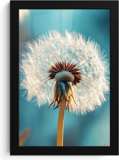 Poster in lijst - Fotolijst 20x30 cm - Posters - Paardenbloem - Natuur - Bloemen - Blauw - Posterlijst zwart - Decoratie - Wanddecoratie woonkamer - Muurdecoratie slaapkamer