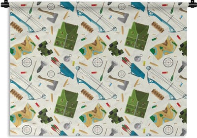 Wandkleed - Wanddoek - Boog - Kogels - Patronen - 120x90 cm - Wandtapijt