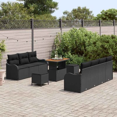 vidaXL - Tuinbank - Set - 10 - st - 9-Aantal - zitplaatsen - Zwart