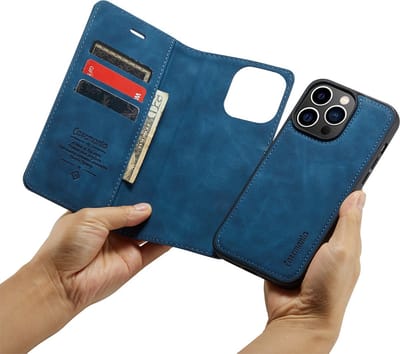 iPhone 15 Pro Max Bookcase hoesje - CaseMe - Effen Donkerblauw - Kunstleer