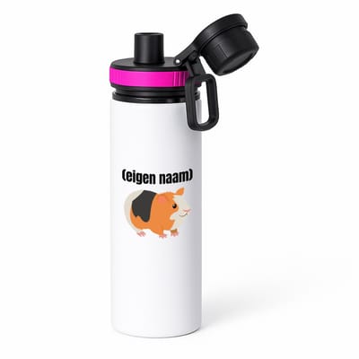 Hacebo® - cavia met eigen naam waterfles met draaidop roze - Cavia - iemand die cavia's heeft - cavia liefhebber - dieren - verjaardag - cadeau - kado - water fles - 850ML