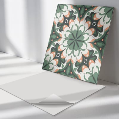 Wallfluent Vinyl Tegels - Stijlvol Plantenpatroon Vloer Tegels PVC - 30 cm x 30 cm - Groente PVC Tegels - Set van 9 - Vierkant PVC Tegels - Patroon Plaktegels - Zelfklevende PVC Tegels - Plaktegels Keuken en Badkamer