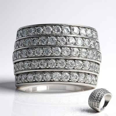 Cavill - Zilveren Ring 925 Sterling met 59 Briljantgeslepen Zirkonen uit Tanzania - 2,75 ct - Brede Elegante Ring met Prongzetting