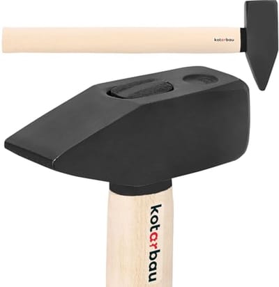 KOTARBAU® Voorhamer, 3 kg, Sloophamer, Staal, Slotenhamer, Ergonomisch, Zware, Hamer Voor Sloopwerk, Slotenmaker Hamer, Sloophamer Met Houten Steel, 50 cm, Zwart Natuurlijk