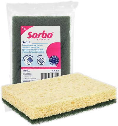 Sorbo Schuurspons Viscose - Krasvrije Schoonmaakspons voor Keuken & Badkamer - Hoog Absorberend