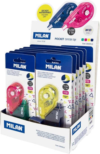 Set van 12 Correctielintjes Pocket - 4.2mm Breed en 5 Meter Lang - Diverse Kleuren