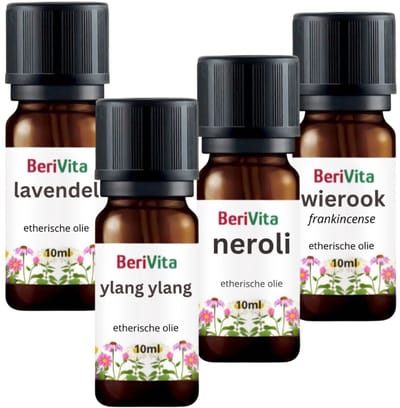Slapen Olie 4x10ml Etherische Olie Set - Lavendelolie 10ml, Neroli Olie 10ml, Wierookolie 10ml en Ylang Ylang Olie 10ml - Essentiële Olie Set