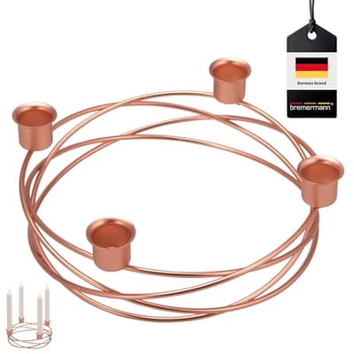 Kandelaar Kransvorm - Kaarsenstandaard - Sfeervolle Decoratie - Gebogen Ontwerp - Ø 22 cm - Rosé