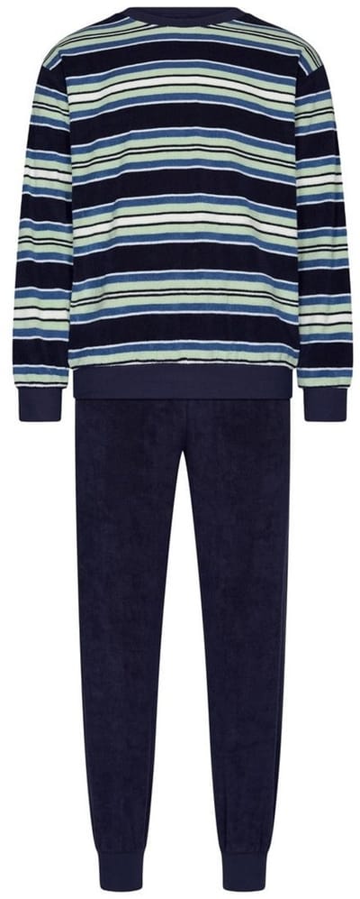 Robson Pyjama - Katoen/Polyester - Badstof - Gestreept - Blauw/Groen - Maat 48