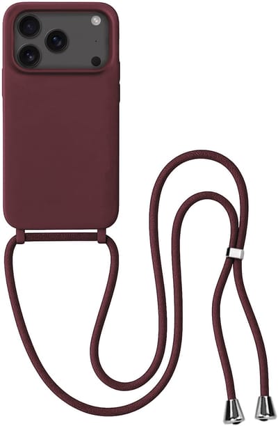Hoes Geschikt voor iPhone 17 Pro / 18 Pro Hoesje Met Koord - Telefoonhoesje Geschikt voor iPhone 17 Pro / 18 Pro Backcover Met Afneembaar Koord - Aubergine