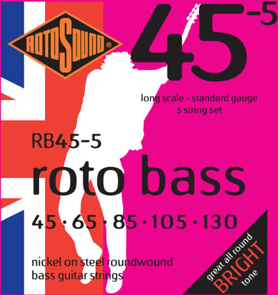 Snarenset basgitaar - Rotosound RB45-5 - Nickel wound - 45-130 - 5-snarig - Standard gauge