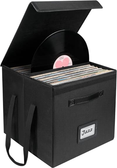 SNJY® LP Opbergsysteem - Vinyl Houder - Platenrek - Opvouwbaar - 33L × 33B × 33H cm - Zwart