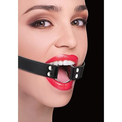 Ouch! – Ring Gag Mond Knevel met Open Ring voor Speeltjes of Vlees – Zwart