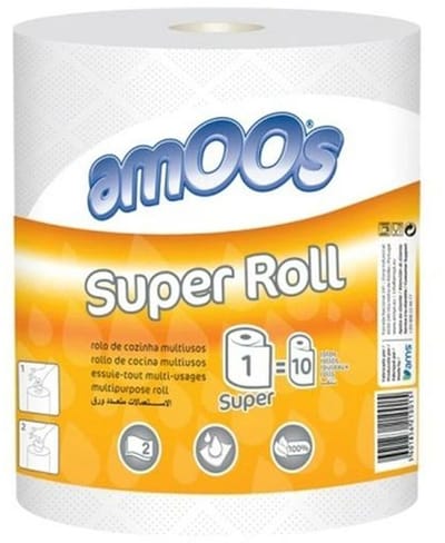 Amoos Super Roll 2-laagse XXL keukenrol - 10 normale rollen aan keukenpapier in 1 extra grote rol