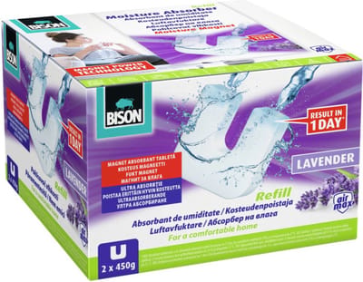 Bison ® - AIRMAX - Navulling voor Vochtvreter ® - 2x 450g Vochtmagneet Navulling - Lavendel Geur