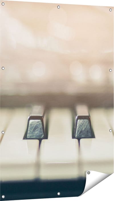 Gards Tuinposter Piano Toetsenbord - 80x120 cm - Tuindoek - Tuindecoratie - Wanddecoratie buiten - Tuinschilderij