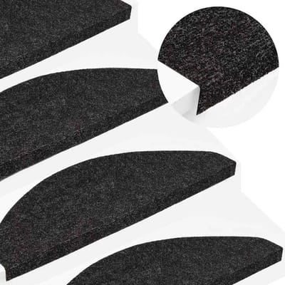 Trapmatten Antislip - Trapbekleding Vilt - Veilig Traplopen - Zelfklevend Geluiddempend - 65 x 22.5 cm - Antraciet
