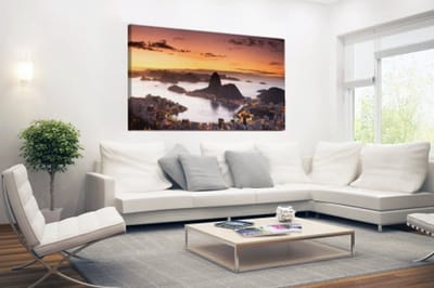 Canvas schilderij 180x120 cm - Wanddecoratie Zonsondergang - Brazilië - Rio de Janeiro - Muurdecoratie woonkamer - Slaapkamer decoratie - Kamer accessoires - Schilderijen