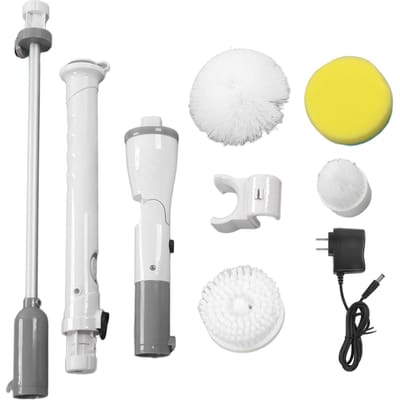 Brosse de nettoyage électrique rotative sans fil à long manche Brosse de nettoyage électrique Brosse pour sol de salle de bain 100?240 V grise