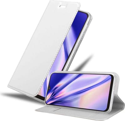 Cadorabo Hoesje geschikt voor Samsung Galaxy A10 / M10 in CLASSY ZILVER - Beschermhoes met magnetische sluiting, standfunctie en kaartvakje Book Case Cover Etui