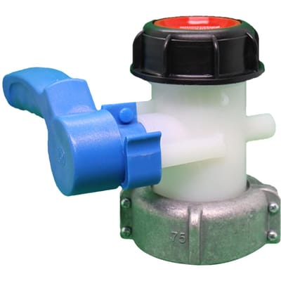 75mm Uitlaatkraan voor IBC-tank Afvoeradapter Kraanadapter Afsluitkraan Regenwatertank Afvoerkraan voor blauw