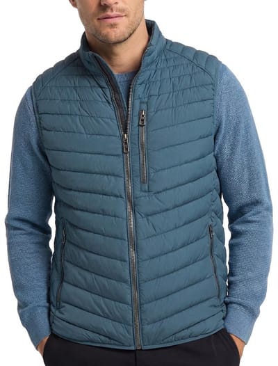 CASA MODA comfort fit bodywarmer - blauw - wit
